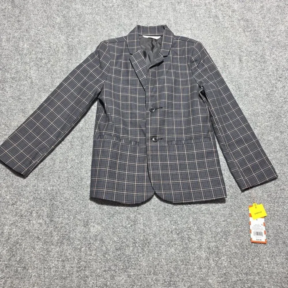 Cat & Jack Black Plaid Stretch Blazer Size 6